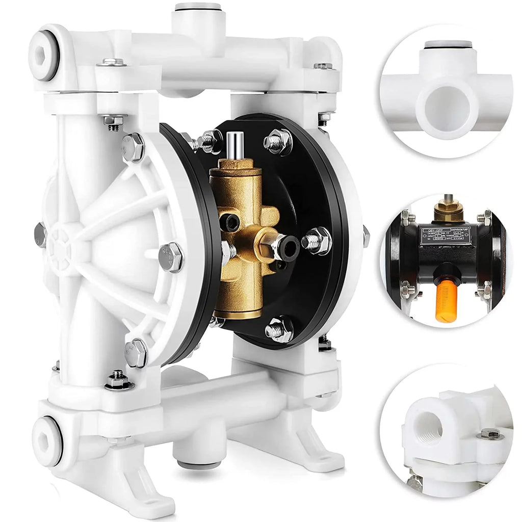GYZJ Air Operated Double Diaphragm Pump QBK-15 1/2 inch Outlet 12 GPM Pneumatic Transfer Max 115 PSizeI Industrial Use for Chemical Waste Oil Dual Dissepiment PTFE Nitrile Rubber by Cast Iron