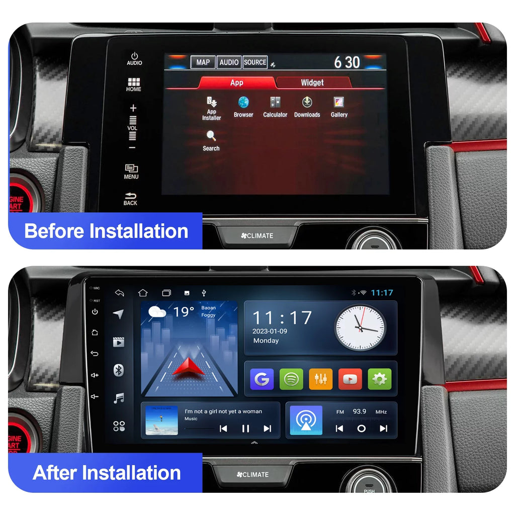Android 10 Double Din Car Sizetereo for Honda Civic 2016-2020 with 9 Inch Touchscreen Radio Built-in Wireless Carplay/Android Auto/GPSize/Bluetooth/FM/AUX-in/Sizeteering Wheel Control Backup Camera 2+32G