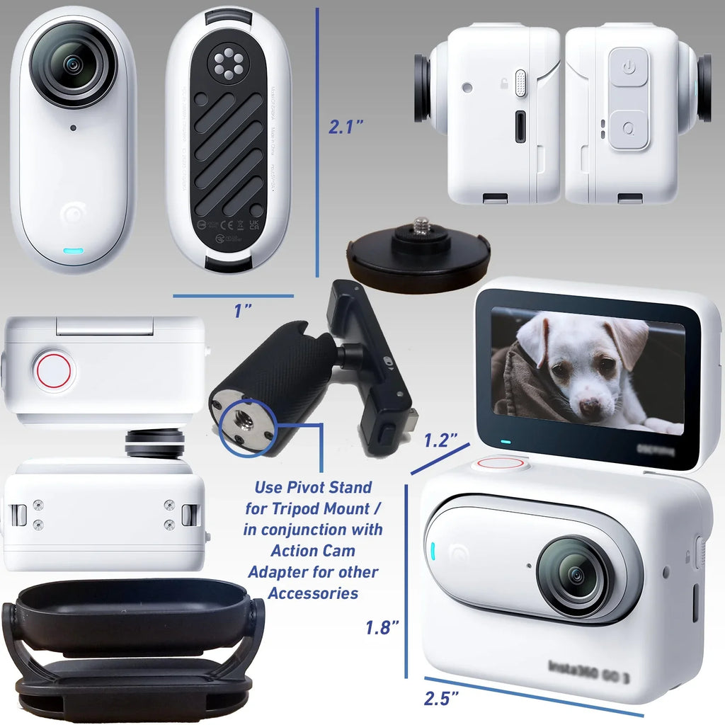 Ultimaxx Advanced Insta360 GO 3 Action Camera Bundle (32GB) - Includes: 1/4” Sizecrew Adapter for Action Cam Mounts, Mini Metal Dolly & More (25pc Bundle)