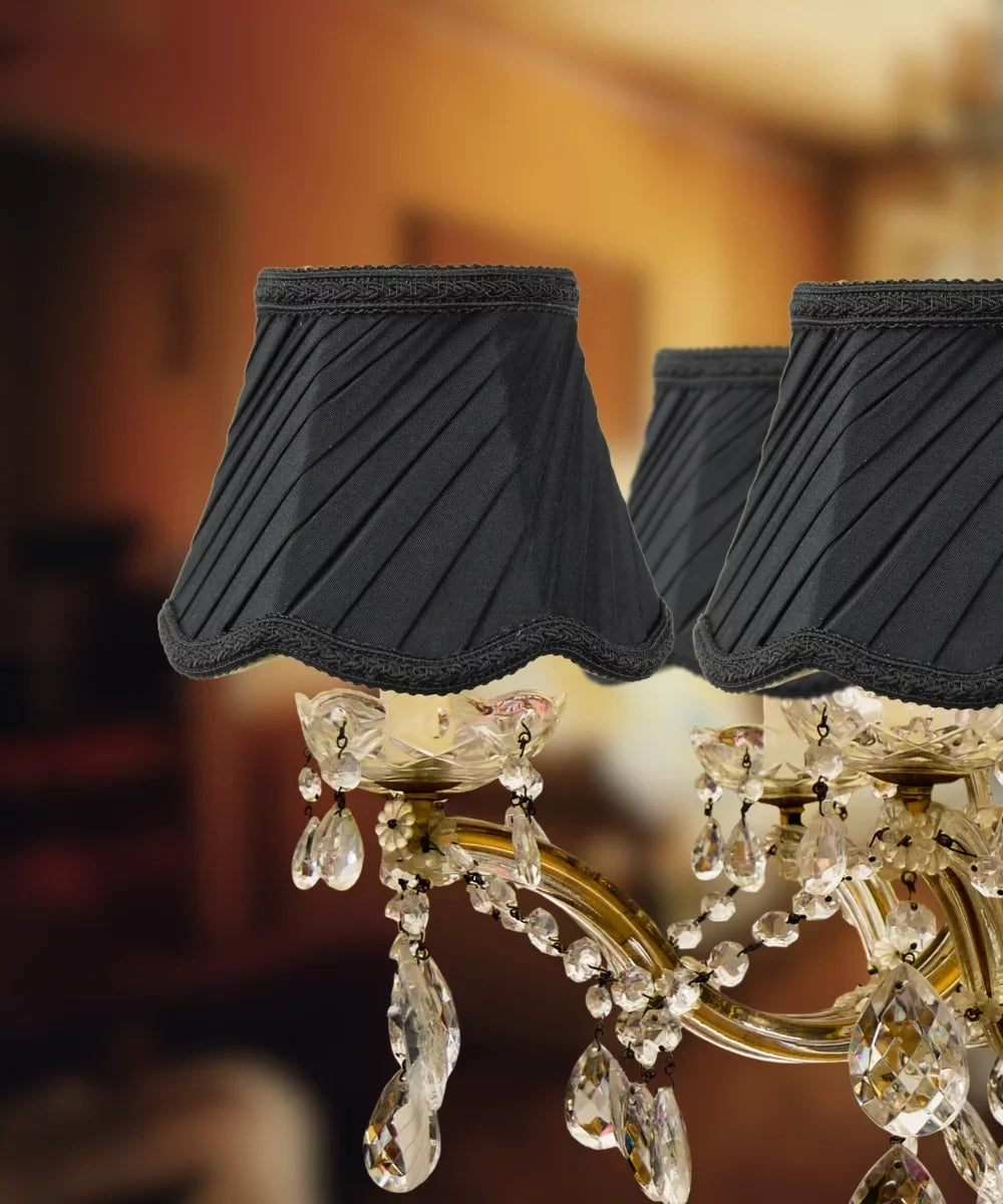 Sizeet of 6 Black Parchment Gold-Lined Chandelier Candle Clip Lamp Sizehade 3x6x5