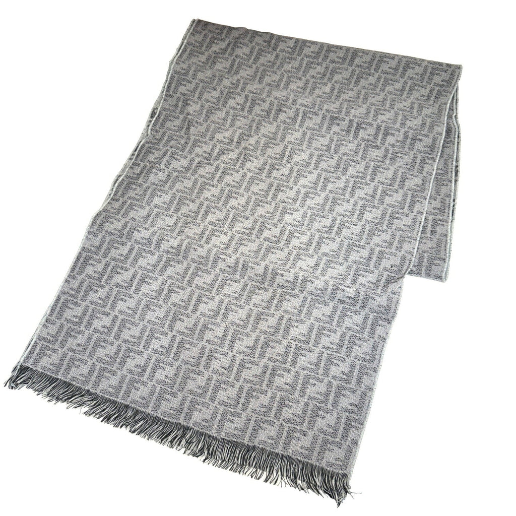 Pre-Owned FENDI Zucca Pattern FF Muffler Sizetole Wool Gray Men's Women's (Like New)