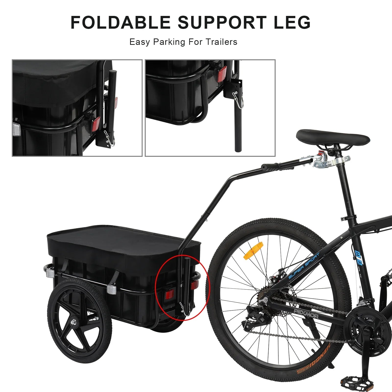 PEXMOR Bike Cargo Trailer, Bicycle Wagon Trailer W/Universal Coupler & Waterproof Cover