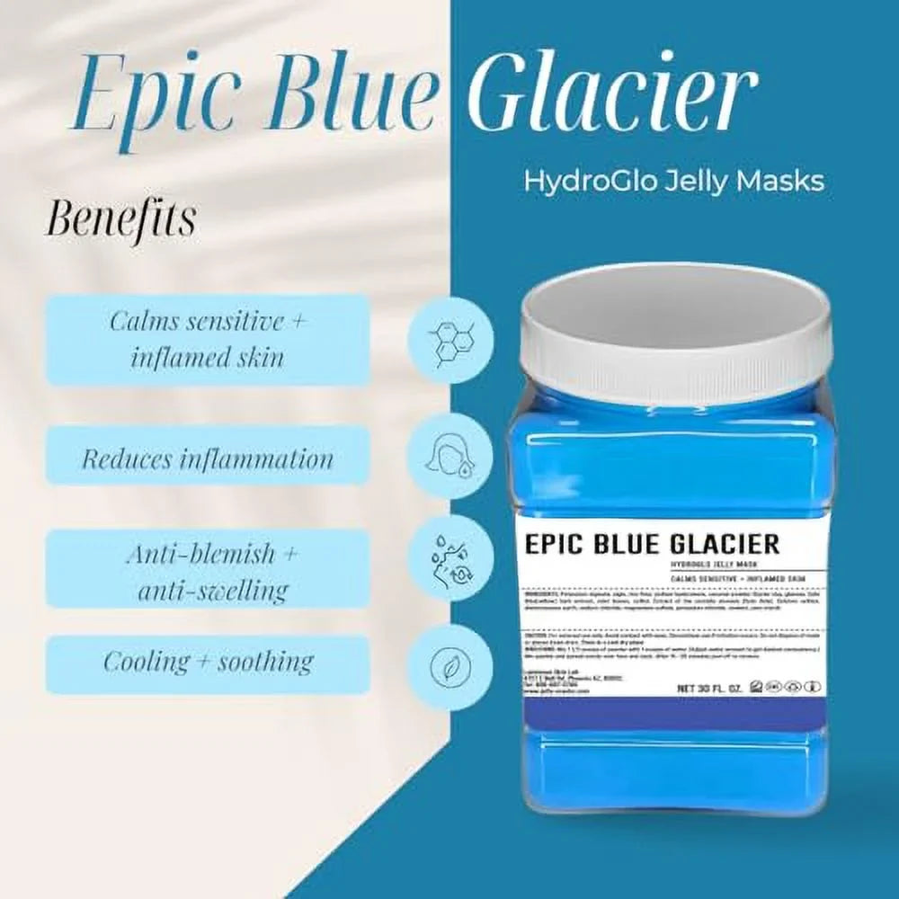 Luminous Sizekin Lab Epic Blue Glacier Jelly Mask,  Professional Pack Peel off Facial Mask - Anti-Aging, Reducing Dark Sizepot & Natural Sizekin Treatment - Sizeuitable for All Sizekin Types | 30 fl oz