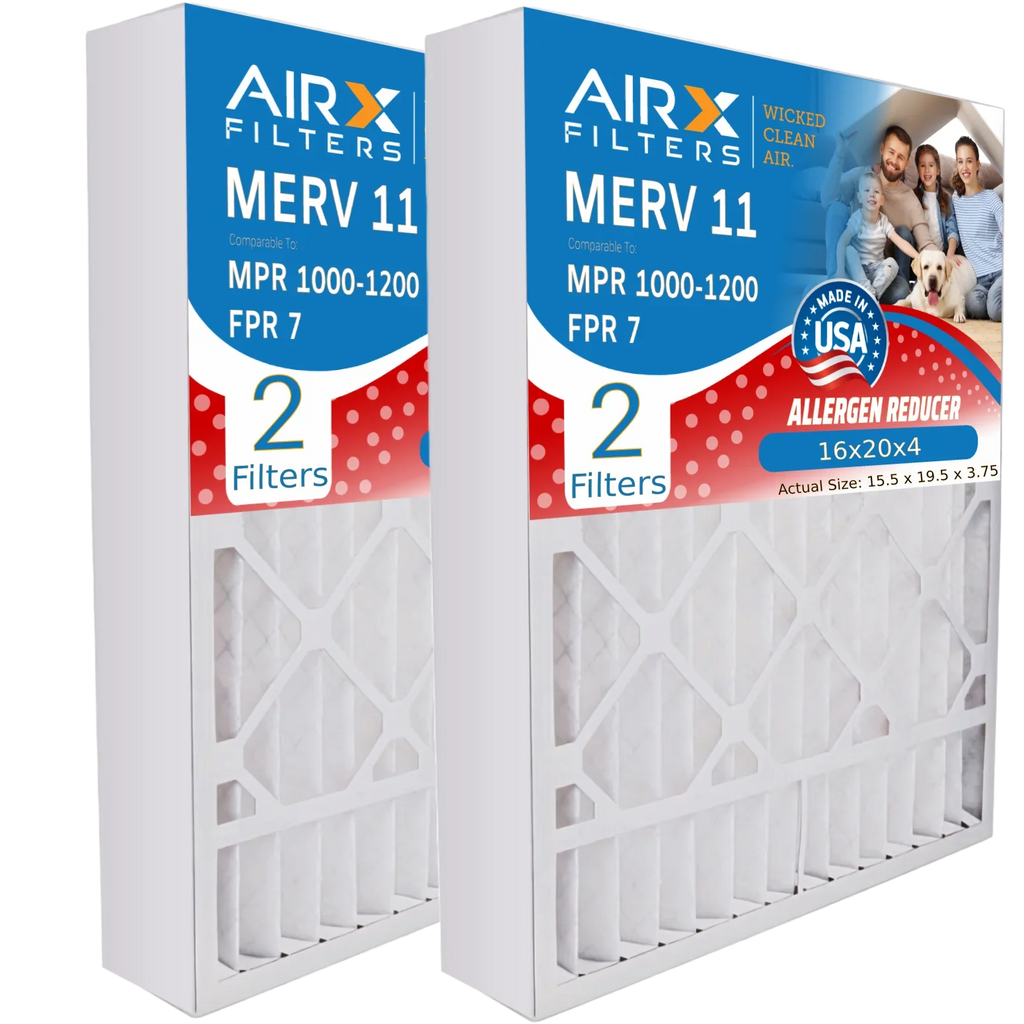 16x20x4 Air Filter MERV 11 Comparable to MPR 1000, MPR 1200 & FPR 7 Compatible with Bryant Carrier FILXXFNC-0017 Premium USizeA Made 16x20x4 Furnace Filter 2 Pack by AIRX FILTERSize WICKED CLEAN AIR.
