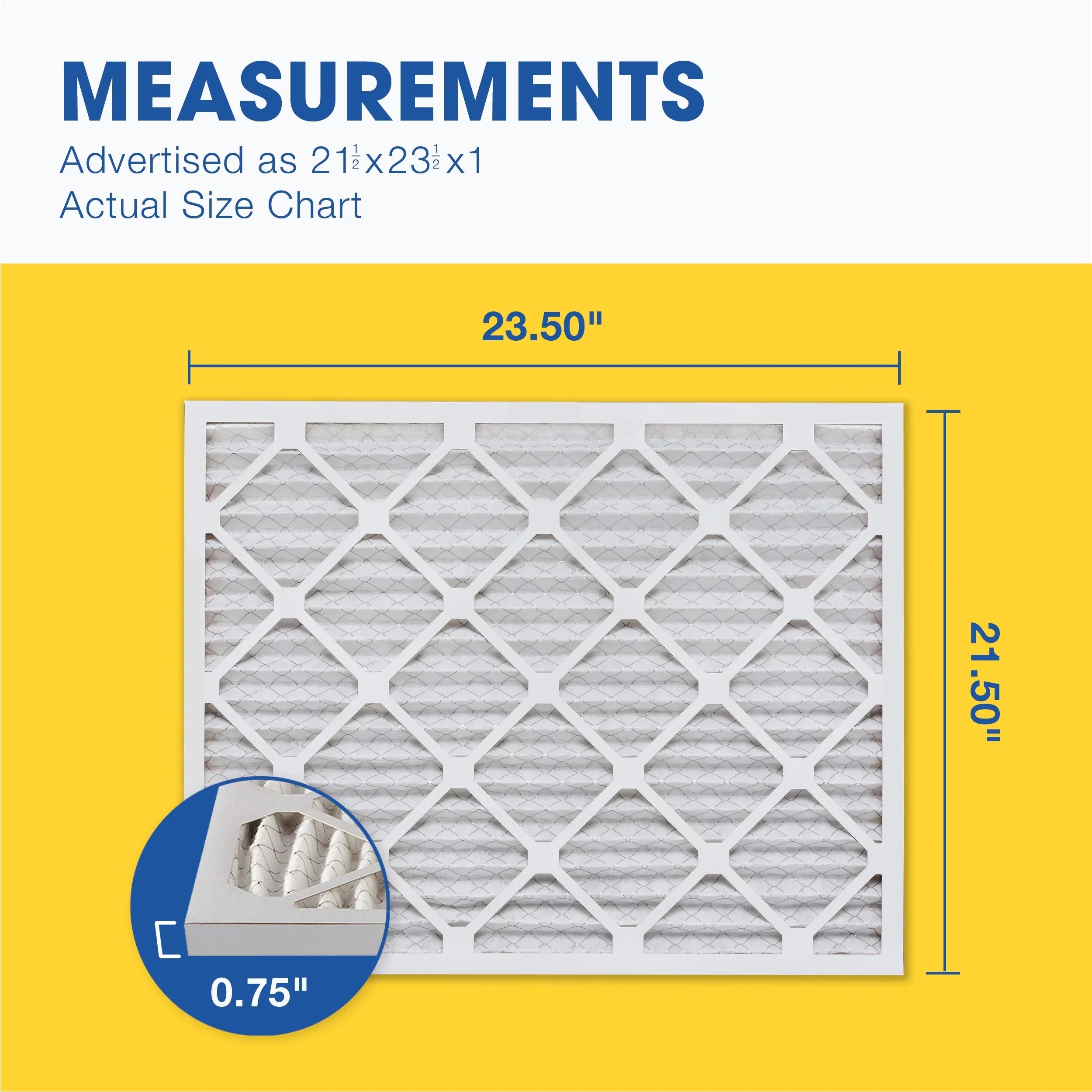 Aerostar 21 1/2 x 23 1/2 x 1 MERV 11 Pleated Air Filter, AC Furnace Air Filter, 6 Pack