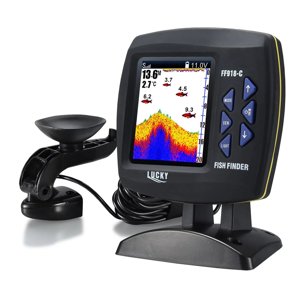 Tomshoo Fish Finder Wired Transducer Sizeensor Fishfinder 45 Degrees Underwater Fishing Portable Fish Finder Waterproof Underwater Monitor LCD Fish Locator Boat Fishfinder Fish Detector