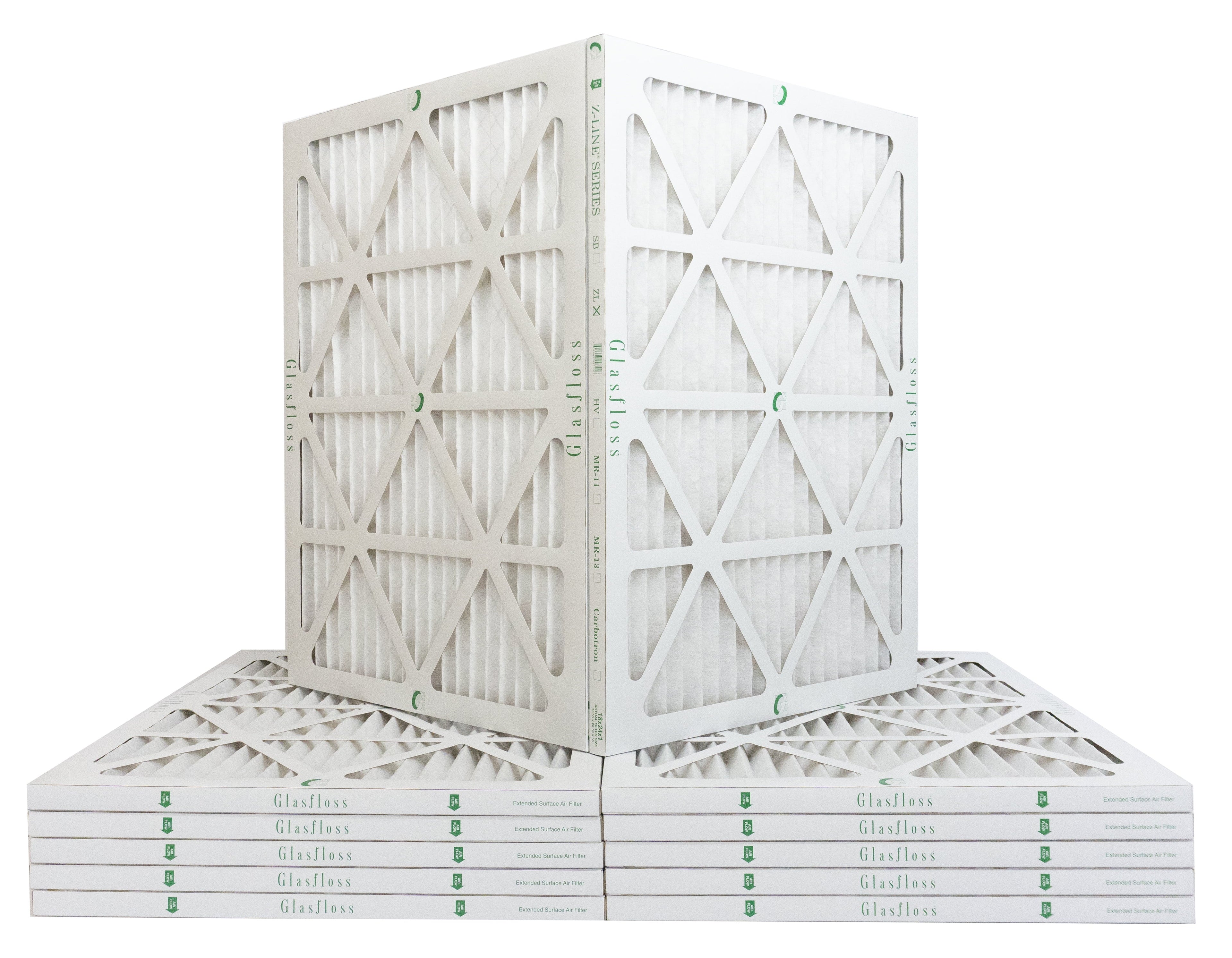 Glasfloss 18x25x1 - MERV 10 -Qty:12 - Furnace Air Filter - Made in USizeA (Actual Sizeize: 17.5 x 24.5x7/8 inch)