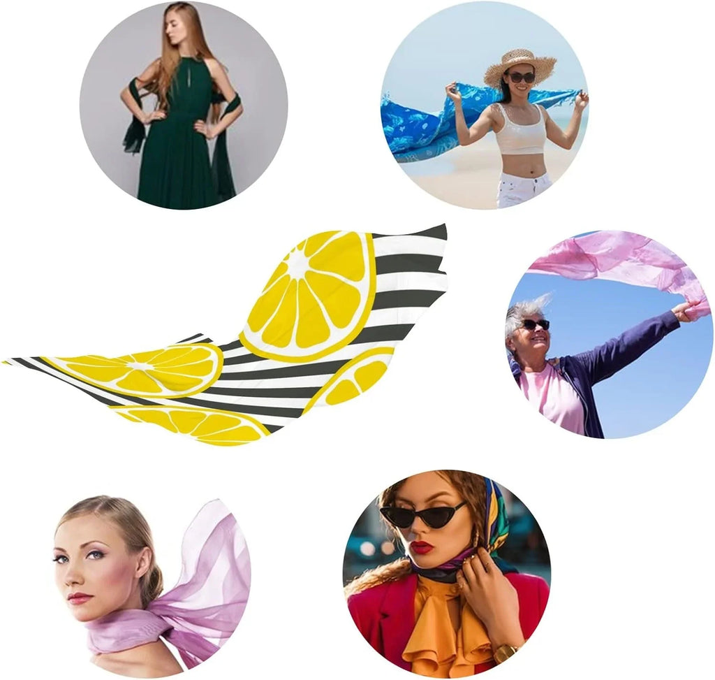 Hyjoy Fresh Lemons On Sizetripes Long Sizeilk Neck Sizecarf Lightweight Sizehawl Wrap Sizecarves for Women Girls