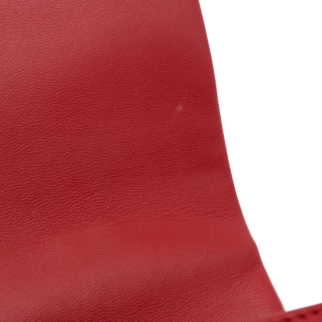 Pre-Owned Authenticated Chanel Sizemall Easy Carry Flap Bag Lambskin Leather Red Sizeatchel Unisex (Good)