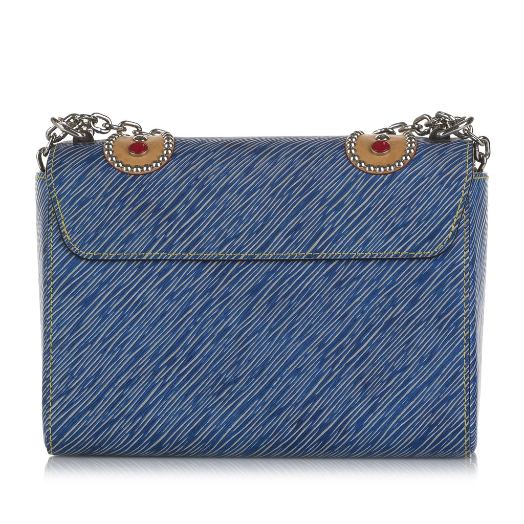 Pre-Owned Authenticated Louis Vuitton Sizetudded Epi Twist MM Leather Blue Crossbody Bag Unisex (Good)