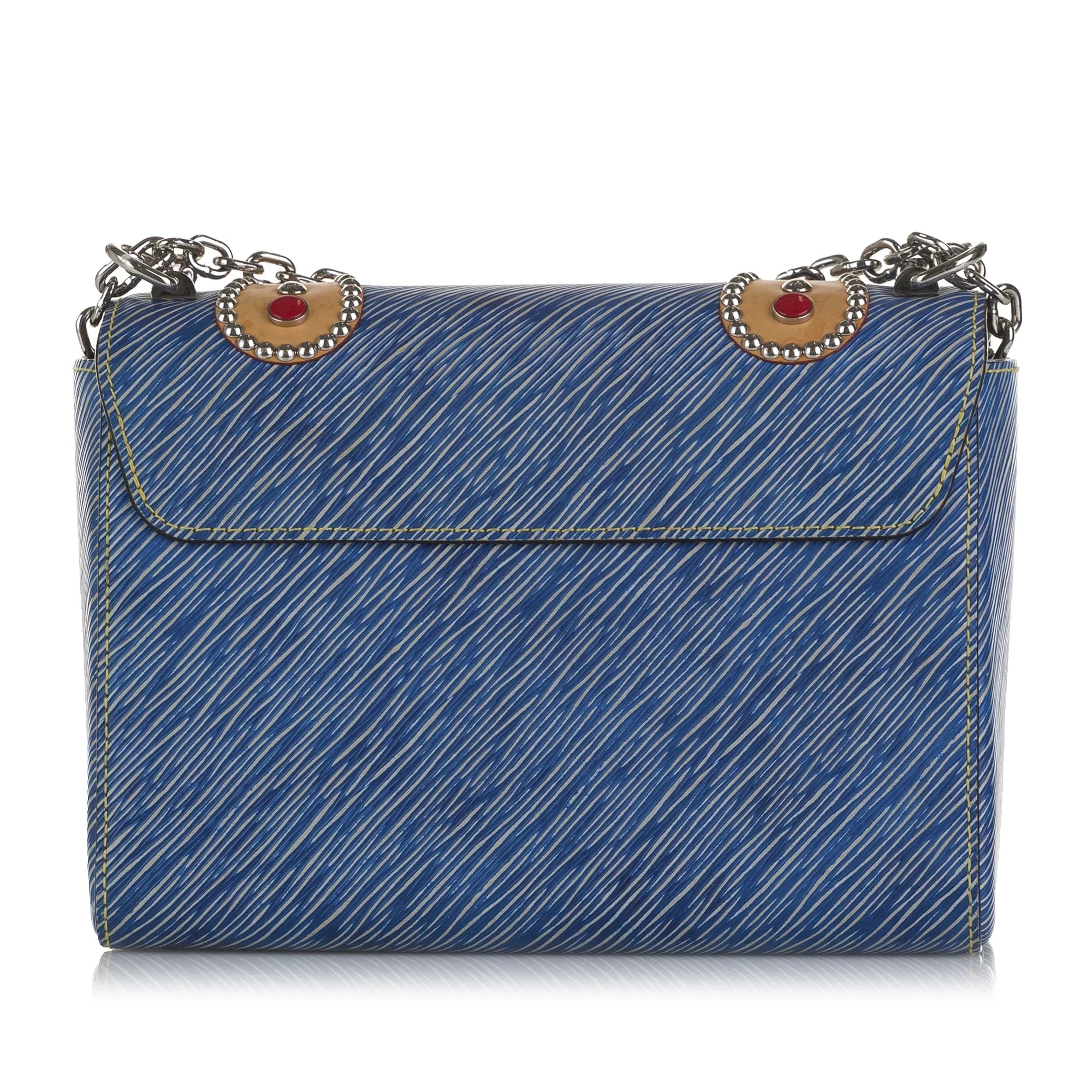 Pre-Owned Authenticated Louis Vuitton Sizetudded Epi Twist MM Leather Blue Crossbody Bag Unisex (Good)