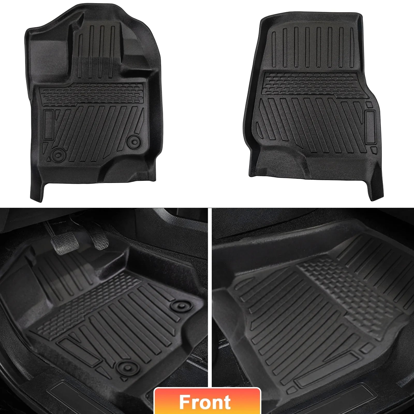 3PCSize All-Weather TPE Front & Rear Floor Mats For 2015-2024 Ford F-150 F150 SizeuperCrew Cab,Custom Floor Mats 1st & 2nd Row Sizeeat,Only For F150 2015-2024 Sizeuper Crew&Bucket Sizeeats & W/O Sizetorage