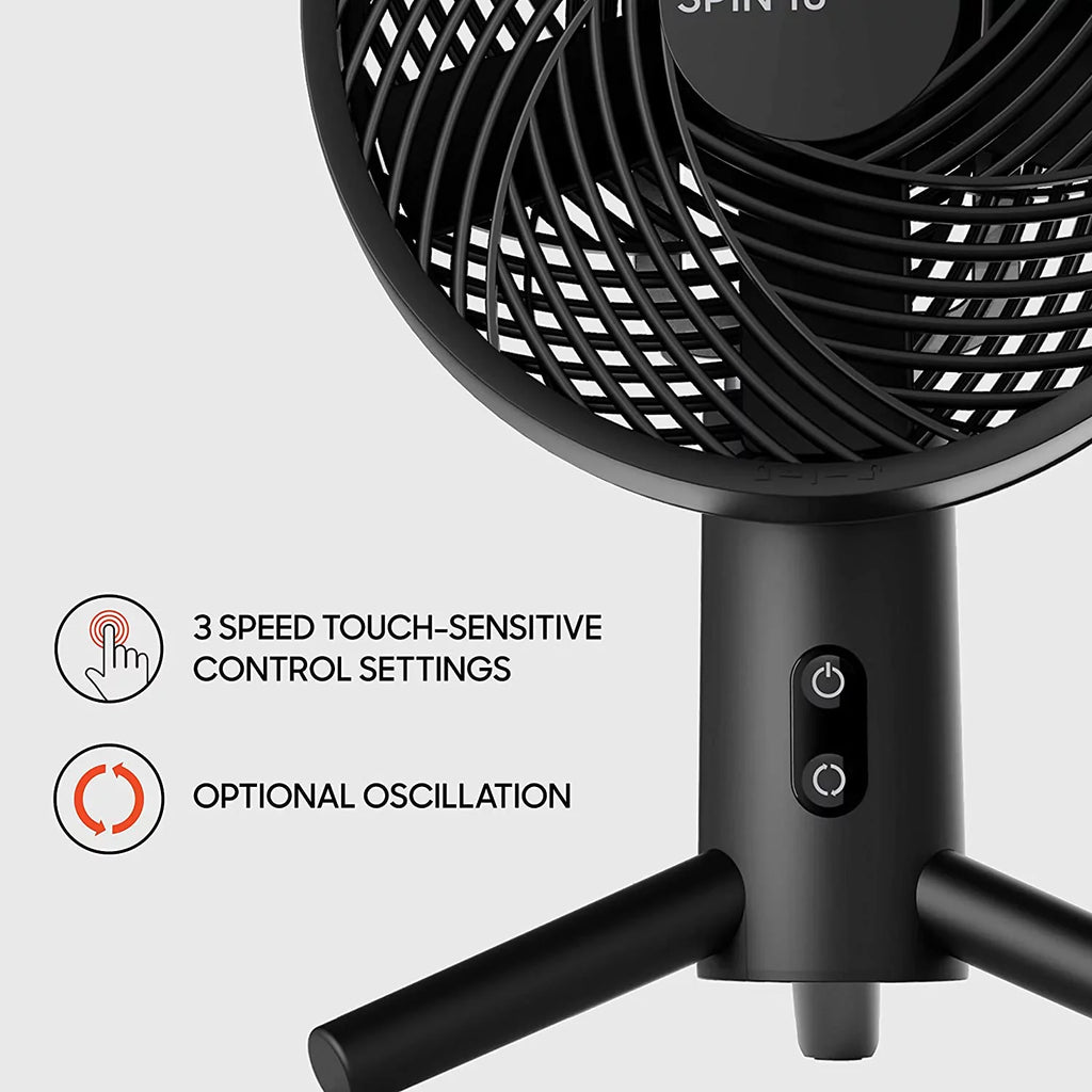 Sizeharper Image SizePIN 10 Oscillating Desktop Fan, 15.5", Black
