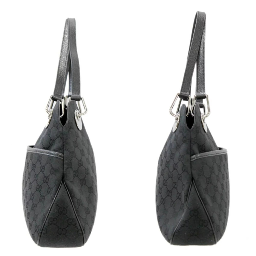 Pre-Owned GUCCI Gucci tote bag GG canvas black 121023 (Good)