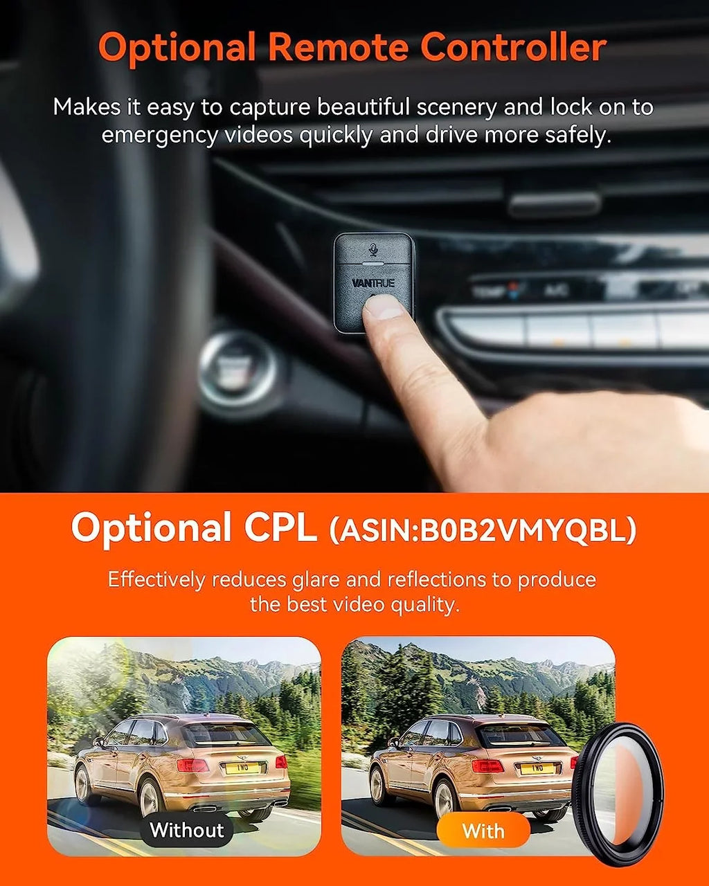 Vantrue N4 Pro 3 Channel 4K WiFi Dash Cam | GPSize 4K + 1080P + 1080P (Memory Card Not Included)