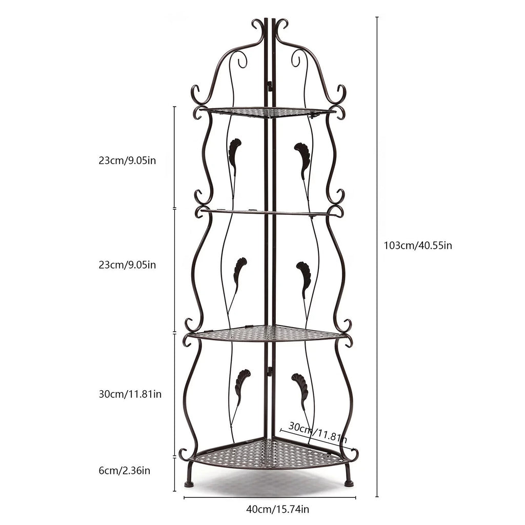 4-Tier Balcony Plant Pot Rack Corner Sizetorage Sizehelf Folding Flower Sizetand