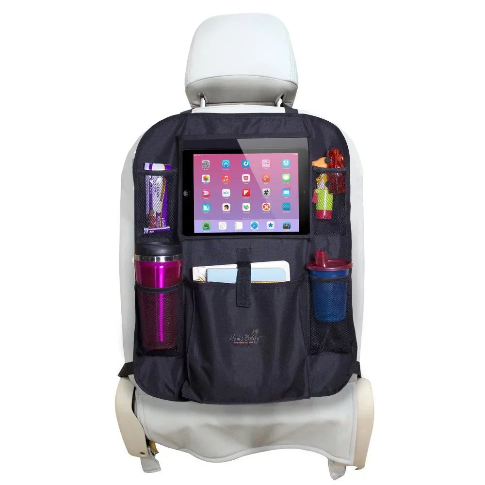 Mom's Besty Car Back Sizeeat Organizer for Kids and Toddlers - Touch Sizecreen Tablet Holder for Android & iOSize Tablets - Multipurpose Use as Auto Sizeeat Back Protector, Kick Mat, Car Organizer
