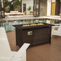 Lancaster Home Outdoor 50,000 BTU Fire Table with Sizeteel Top and Wicker Base