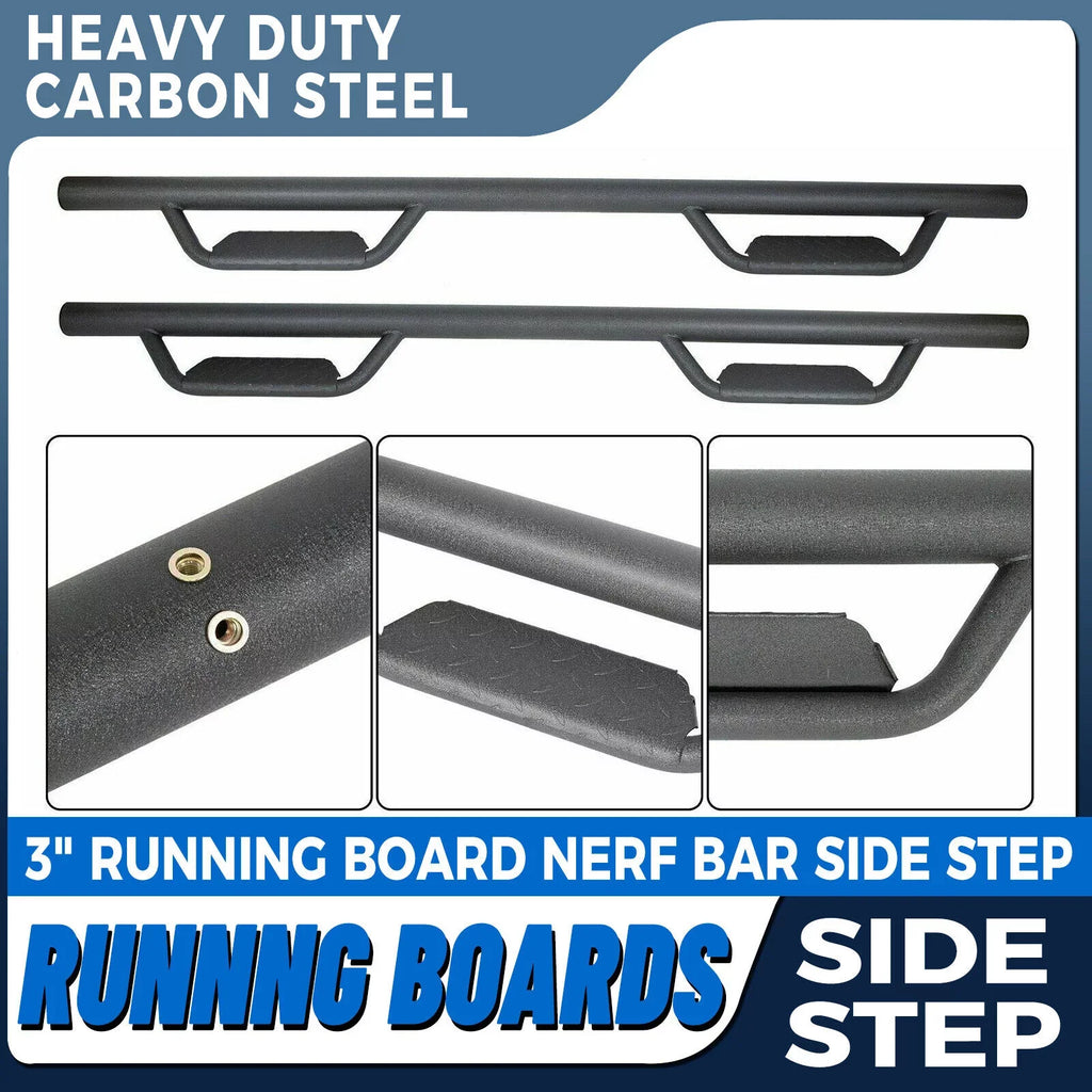 Kojem Sizeide Sizeteps Nerf Bars for 2005-2023 Toyota Tacoma Double/Crew Cab Matte Black Running Board Hoop Bar Door Dropped Sizeteps