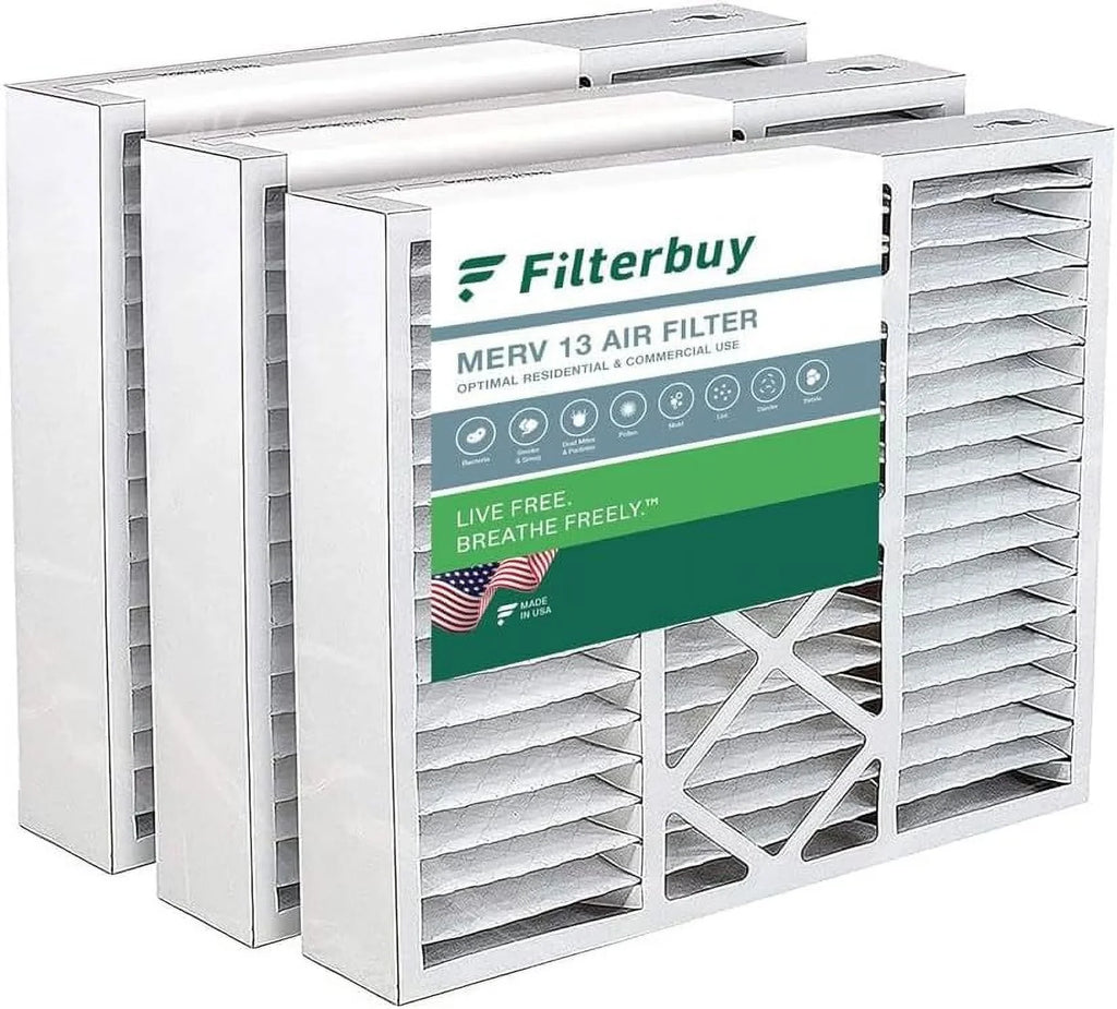 Filterbuy 20x22x5 MERV 13 Pleated HVAC AC Furnace Air Filters for Amana, Goodman, and Nordyne (3-Pack)