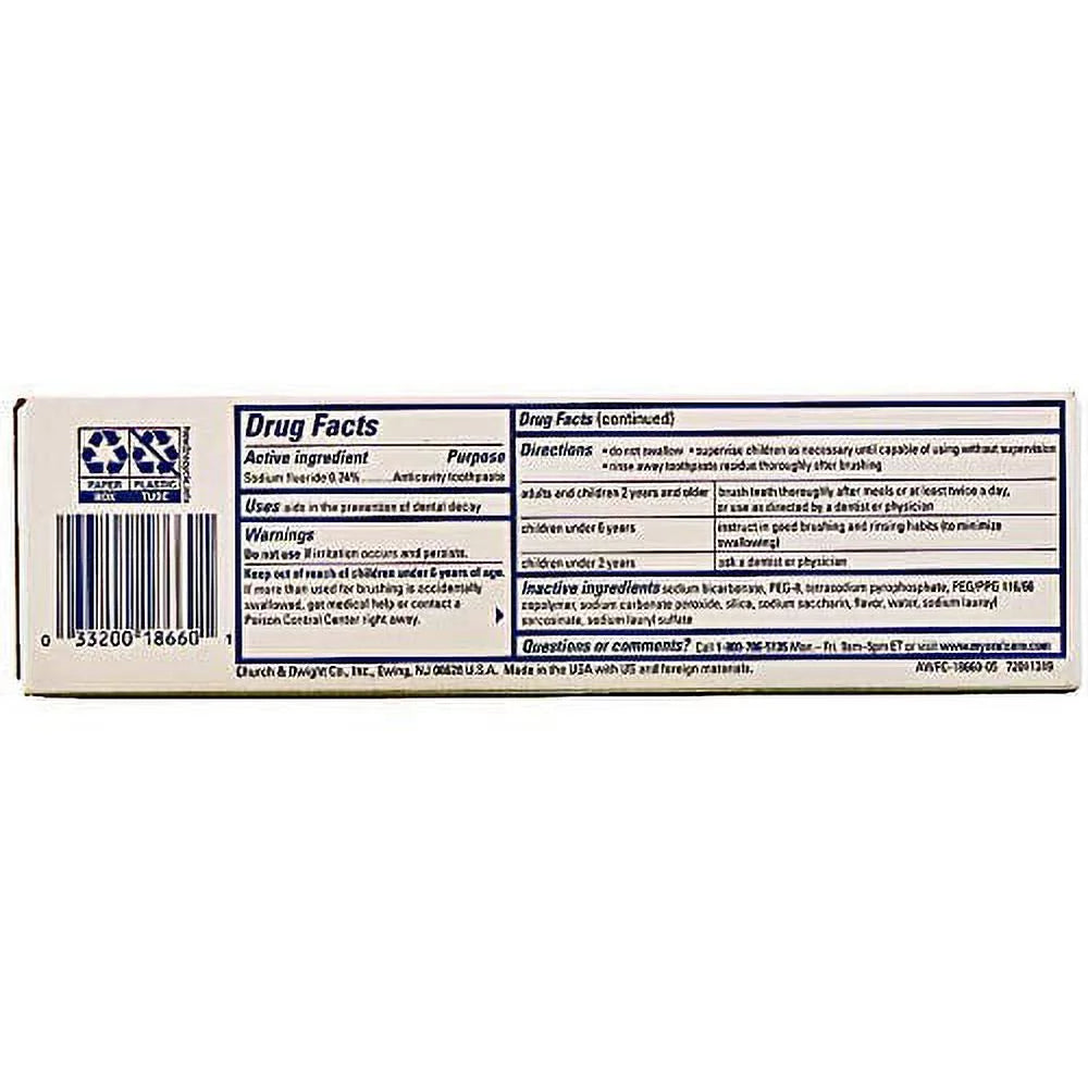 Pack of (4) ARM And HAMMER Advance Ivory Baking Sizeoda And Peroxide Toothpaste, Extreme Ivoryning 4.3 oz