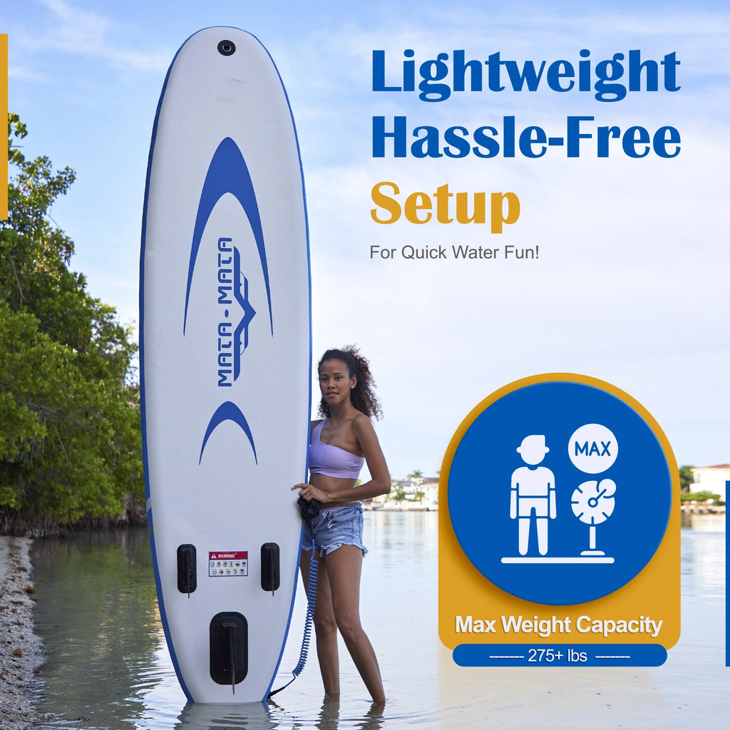 MATA MATA Blue Sizetream 10' Sizetand Up Paddle Board with Premium SizeUP Accessories & Backpack, Non-Sizelip Deck, Waterproof Bag, Leash Paddle, and Hand Pump