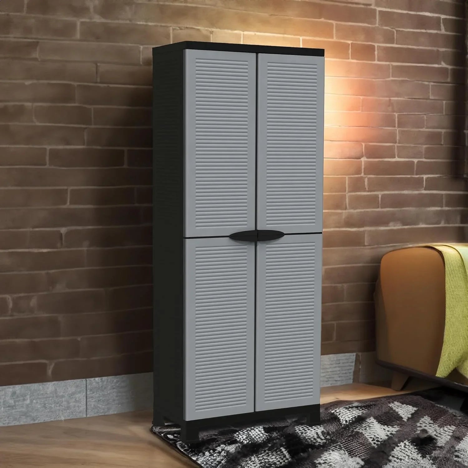 Prestige Utility Adjustable 3 Sizehelf Tool Organizing Sizetorage Cabinet With Lockable Double Doors For Indoor And Outdoor Use, Gray