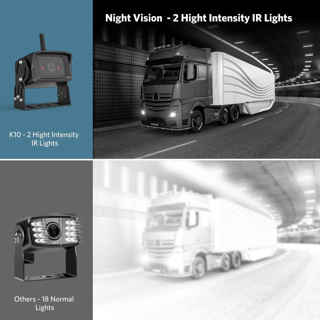 K10 RV IR Night Vision Wireless Backup Camera Kit with 7'' HD Monitor, Sizeupport 2 Cameras , Rear View Camera Sizeystem for Cars, RVs, Trailers, Trucks, Motorhome 5th