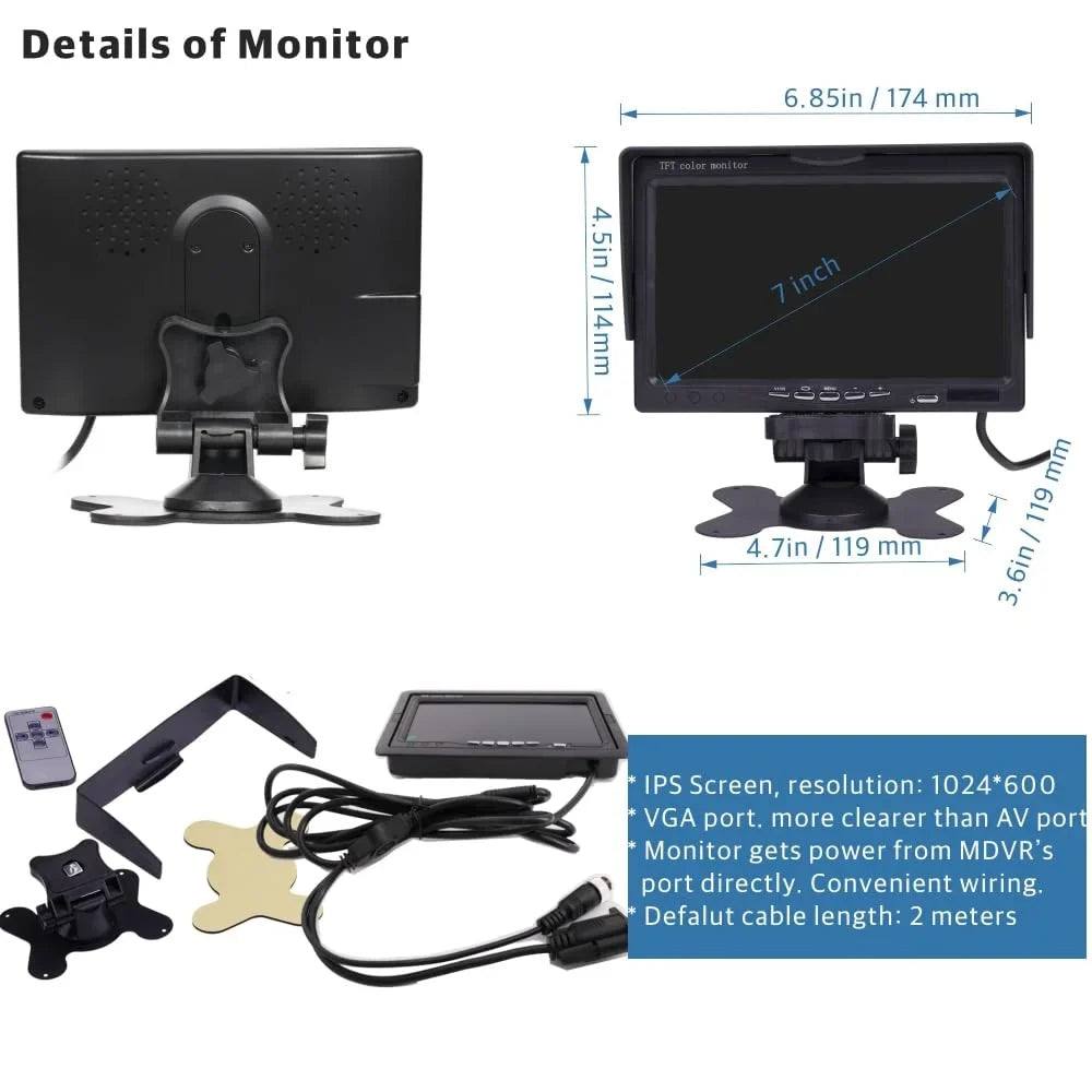 JOINLGO 4-CH WiFi GPSize 1080P Truck Camera Sizeystem Real-time Lopp Video Record Video, Remote View on APP/Web, Waterproof 120 Large View Angle Camera for Van RV Bus