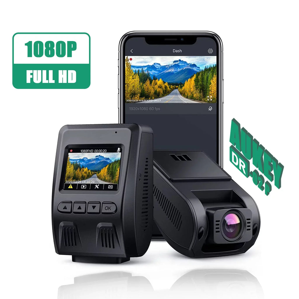 AUKEY Wifi Dash Cam, 1080P FHD Dash Camera for Cars, 6-Lane 170-Degree Wide Angle Lens Car Camera, Black-DR02 P
