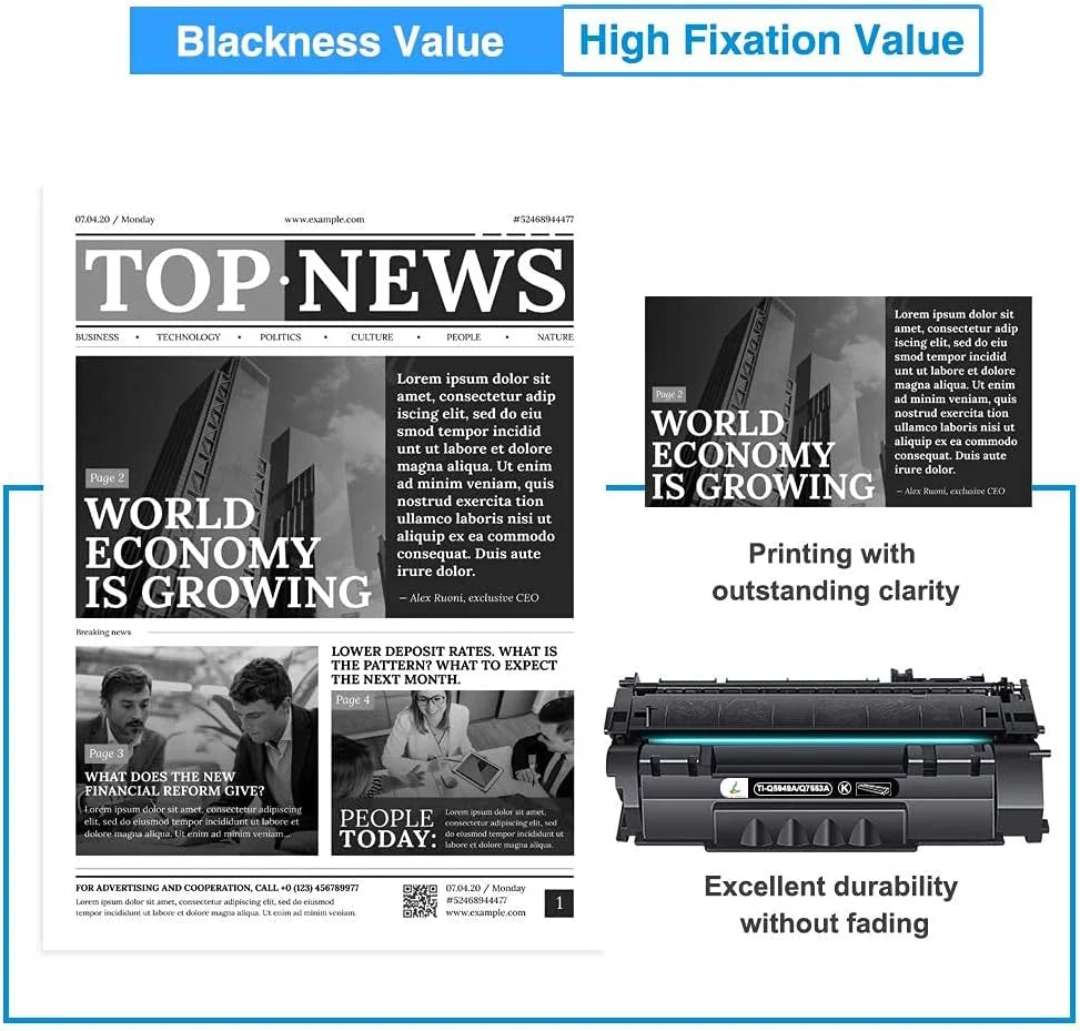 49A 53A High Yield Toner Cartridges 2-Pack Black for HP 49A Q5949A 53A Q7553A 49X Q5949X Compatible for HP LaserJet 1320 1320N 1320TN 1320NW 3390 P2015 P2015dn Printer Ink
