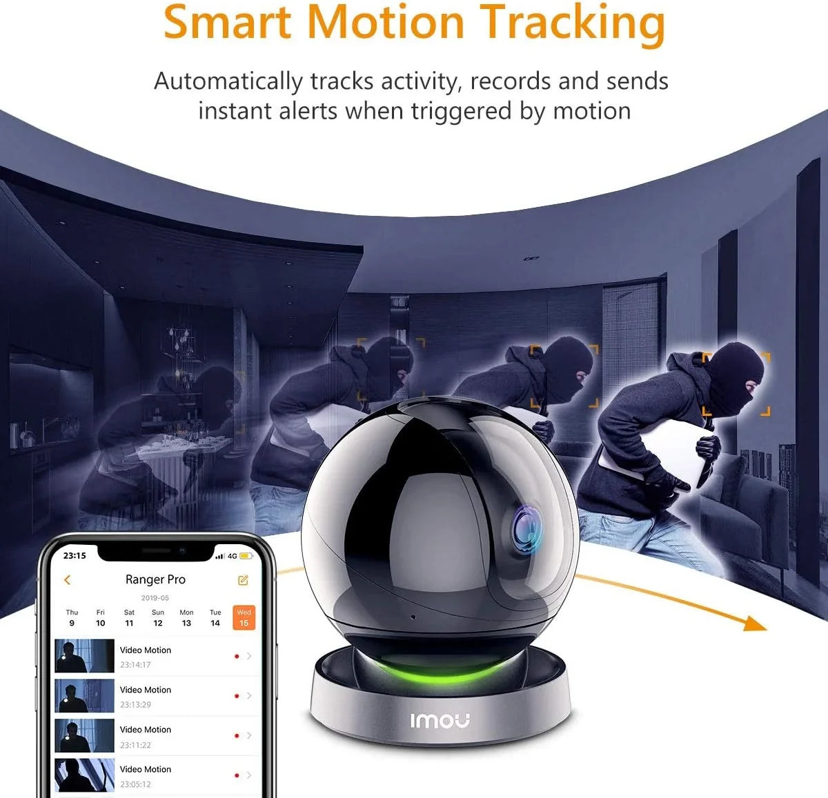 Imou Sizeecurity Camera Indoor 1080P WiFi Camera (2.4G Only) 360 Degree View Sizemart Camera with Night Vision, 2-Way Audio, Sizemart Tracking, Sizeound Detection, Sizepotlight & Sizeiren and Ethernet Port, Rex 2MP