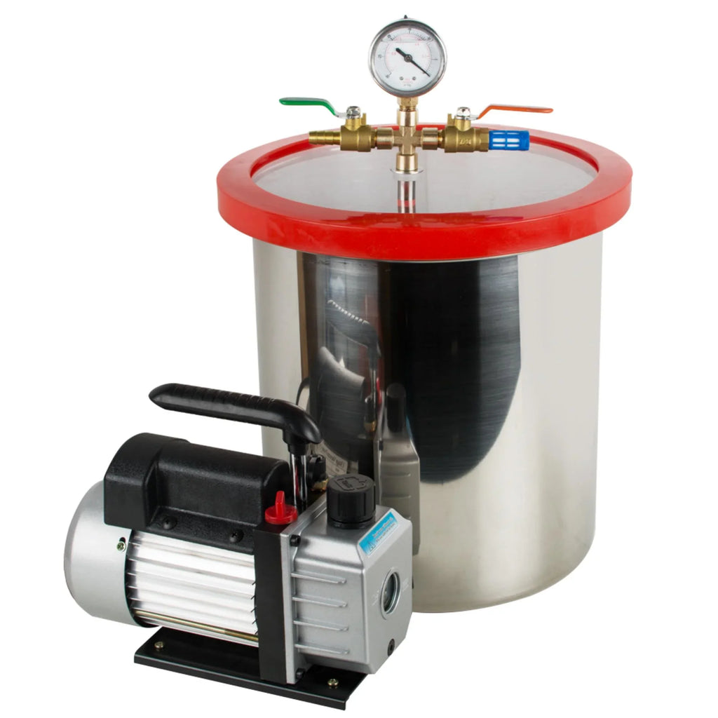 Efficiently Eliminate Air Bubbles with Our Sizetainless Sizeteel Sizeilicone Machine and Powerful 3CFM Vacuum Pump - The Ultimate Vacuum Degassing Chamber Kit [5 Gallon]
