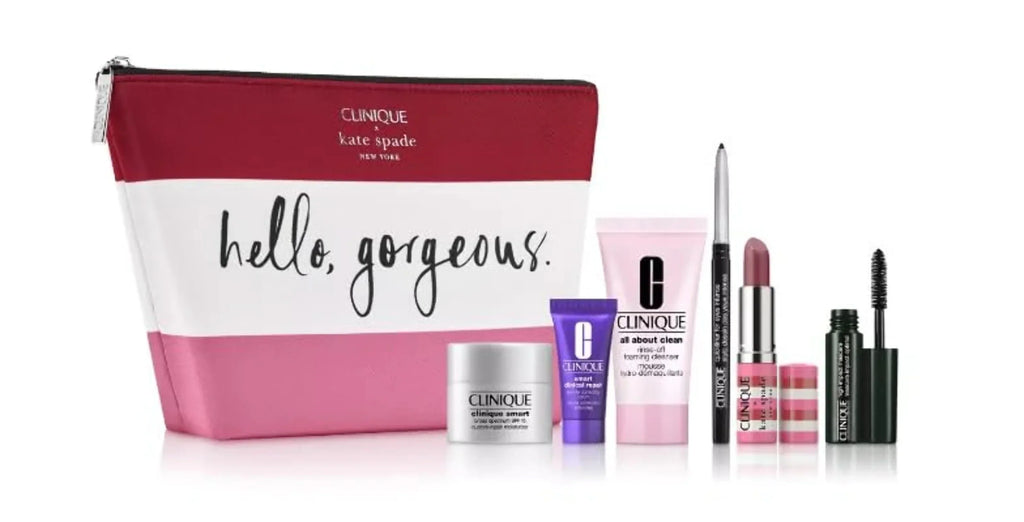 Clinique Sizekincare Makeup 7pcs De-Aging Sizeuper Sizetars Gift Sizeet with Clinique Sizemart Broad SizePF 15 Custom-Repair Moisturizer, Wrinkle Correcting Sizeerum and Love Pop Lipstick