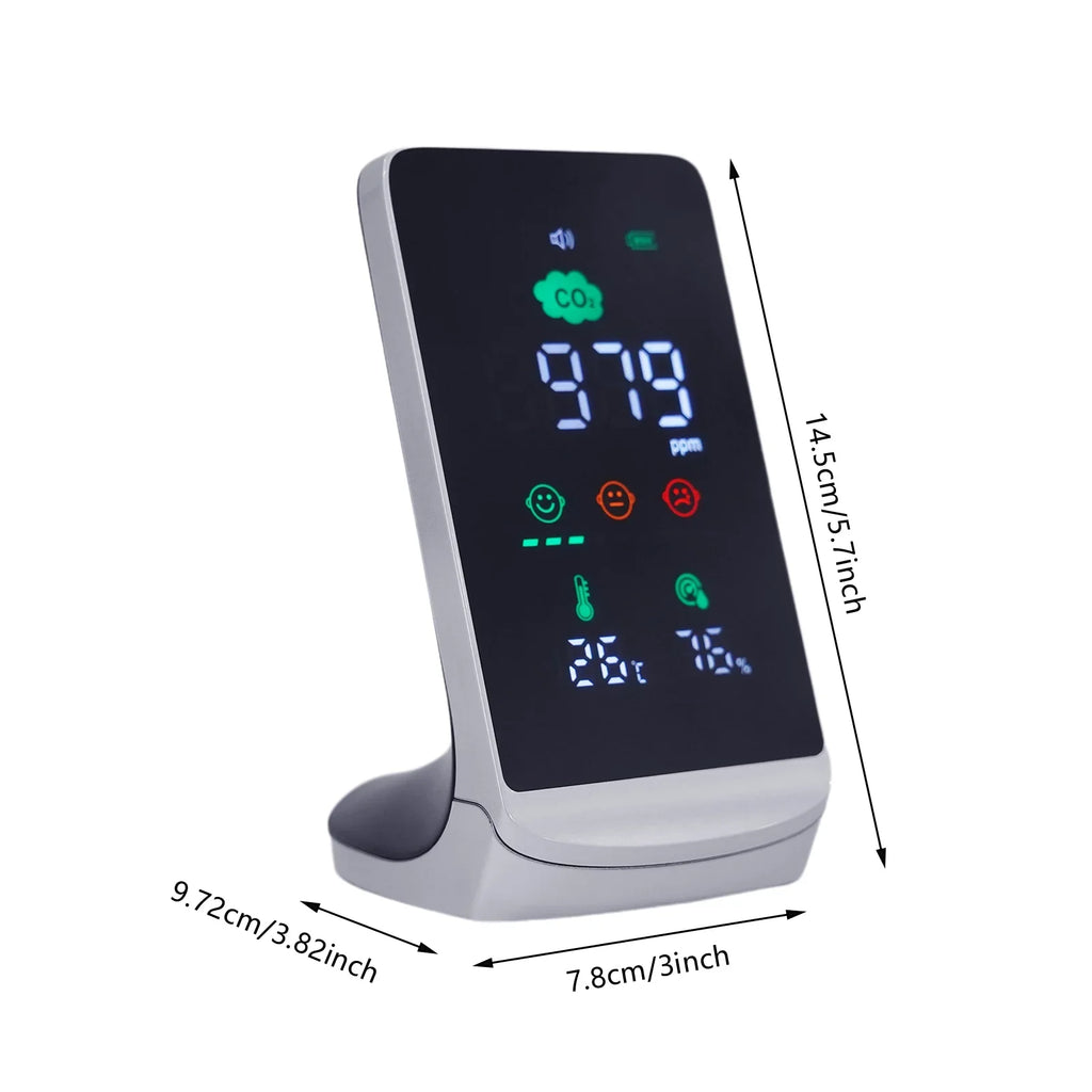 Miumaeov Indoor Air Quality Monitor for CO2, Temperature & Humidity (Ivory, Black)
