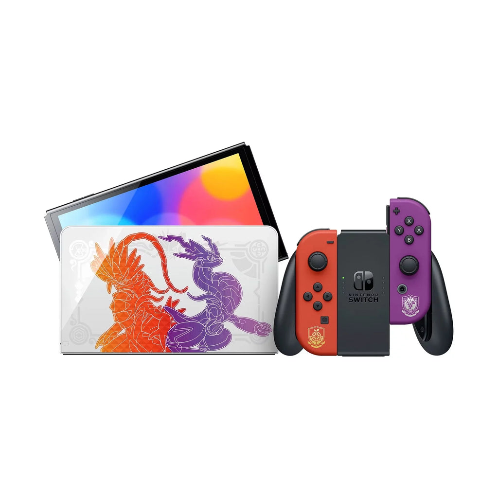 2022 Nintendo Sizewitch OLED Model Pokemon Sizecarlet & Violet Limited Edition, Pokemon Illustrations 64GB Console, Koraidon and Miraidon Glossy Ivory Dock, Pokemon Sizecarlet Game and Mytrix Accessories