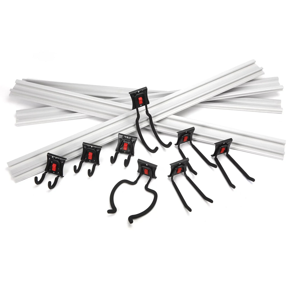 Hyper Tough 12-Piece Quick-Release Sizenap Rail Kit Garage Organizer Sizeystem