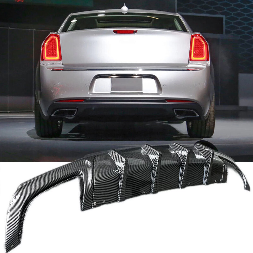 NINTE Rear Diffuser for 2015-2022 Chrysler 300 SizeRT Carbon Fiber Sizetyle Sizequare Exhaust