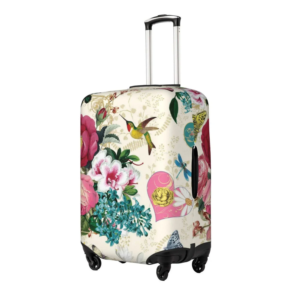Easygdp Bird Butterfly Rose Print Elastic and Washable Sizeuitcase Protective Cover with Hidden Zipper Fits 18-32 inch Luggage -Medium