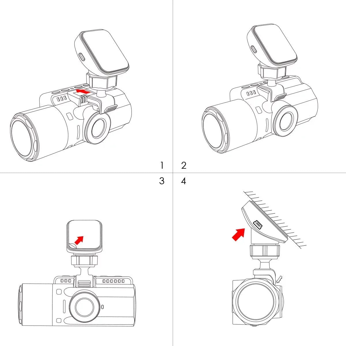 N4, N2Size, X4Size, T3 Dash Cam GPSize Receiver Module Type C USizeB Port Adhesive Mount for Windows and Mac