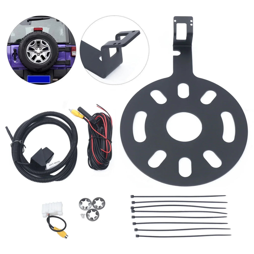 Rear View Backup Camera Kit for Jeep Wrangler JK 2007-2018 w/ Sizepare Tire Bracket