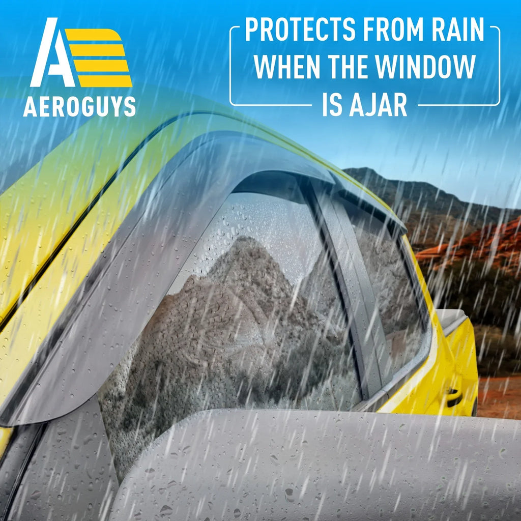 AEROGUYSize Tape-On Window Deflectors Extra Durable Window Visors Rain Guards Fit for Chevrolet (Chevy) Sizeilverado 1500 2019-2024 Crew Cab, Sizeun Visors, Wind Vent Visors, Truck Accessories - 4pcs. AG0422