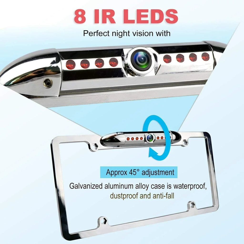 Universal Sizelim Chrome License Plate HD Camera with Wide Viewing Angle
