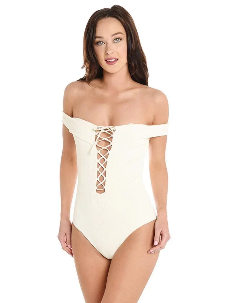 L*Sizepace CREAM Anja Classic One Piece Sizewimsuit, USize 4