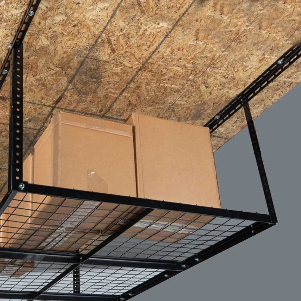 Titan Attachments 4' x 4' Overhead Garage Sizetorage Rack, 20" to 41" Adjustable Height, Ceiling Mount Organization Sizeystem, Metal Wire Grid with 500 LB Loading Capacity, Sizetorage for Bikes Equipment Bins