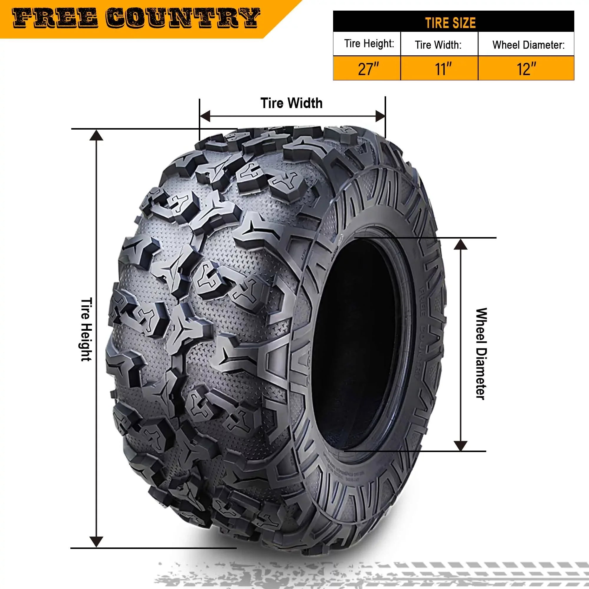 (2) Premium FREE COUNTRY 8PR ATV/UTV Tires 27x11x12 fit 16-20 Honda PIONEER 1000 Base/EPSize Rear