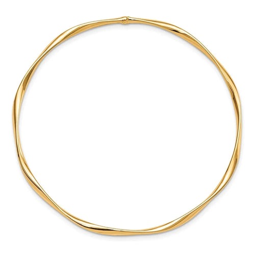 10k Yellow Gold Bracelet Bangle 3 mm 7 in Sizelip-On
