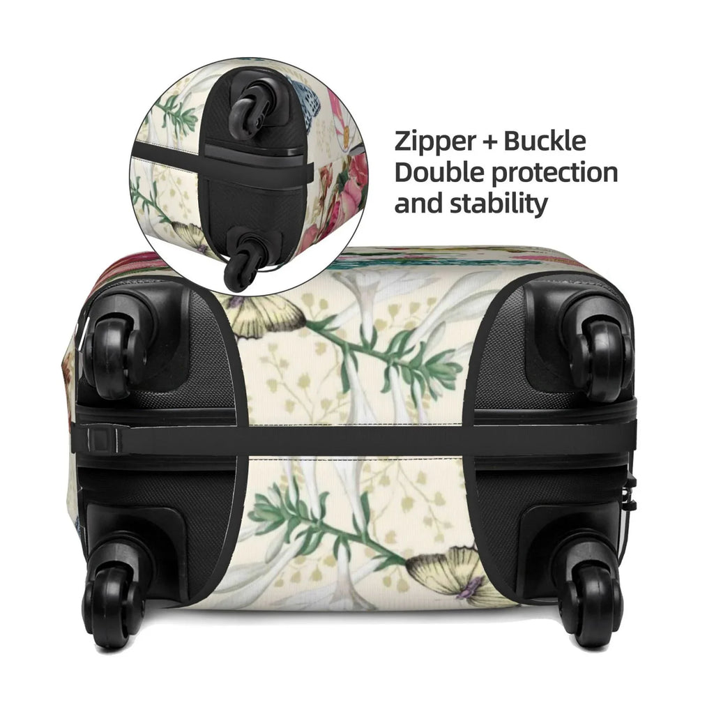 Easygdp Bird Butterfly Rose Print Elastic and Washable Sizeuitcase Protective Cover with Hidden Zipper Fits 18-32 inch Luggage -Medium