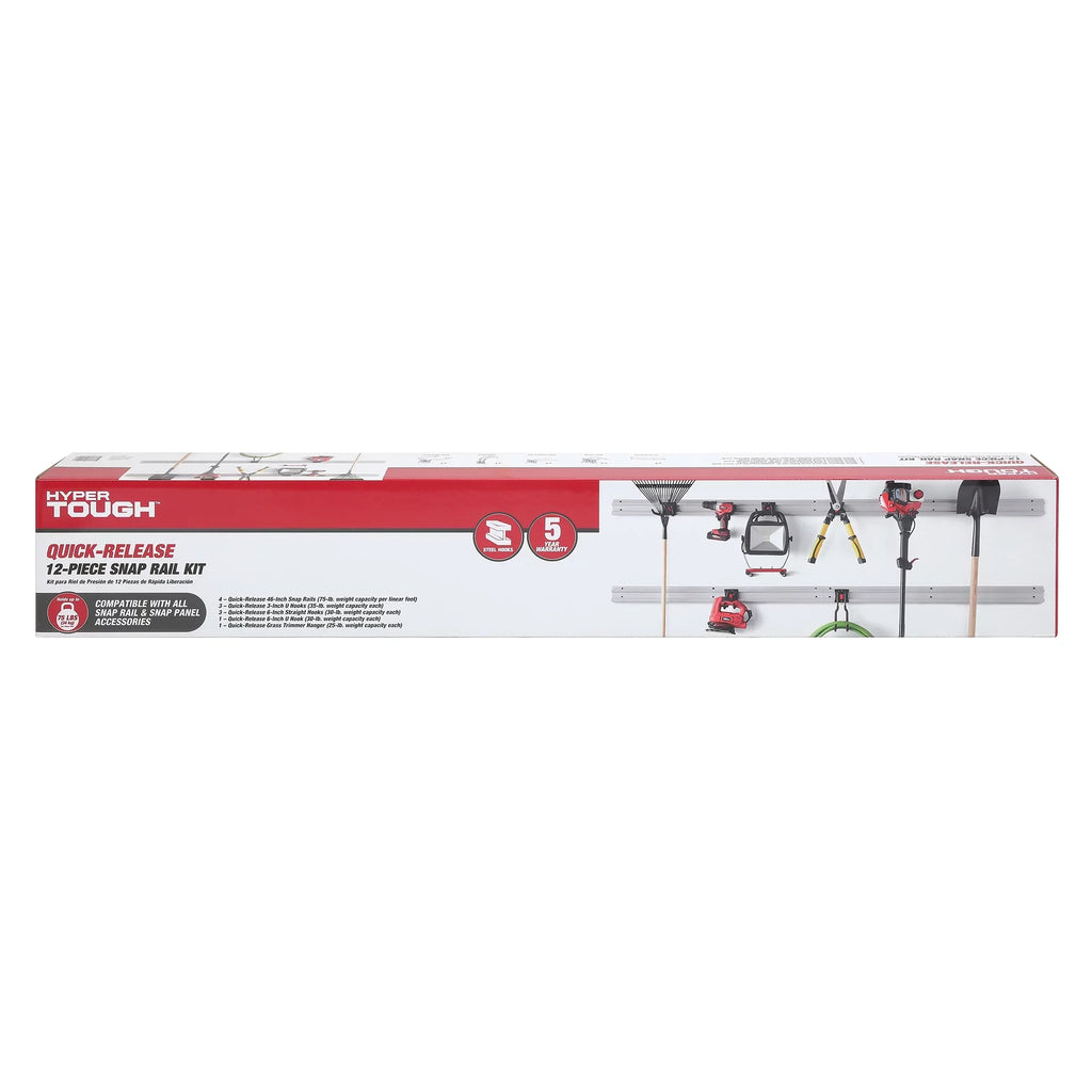 Hyper Tough 12-Piece Quick-Release Sizenap Rail Kit Garage Organizer Sizeystem