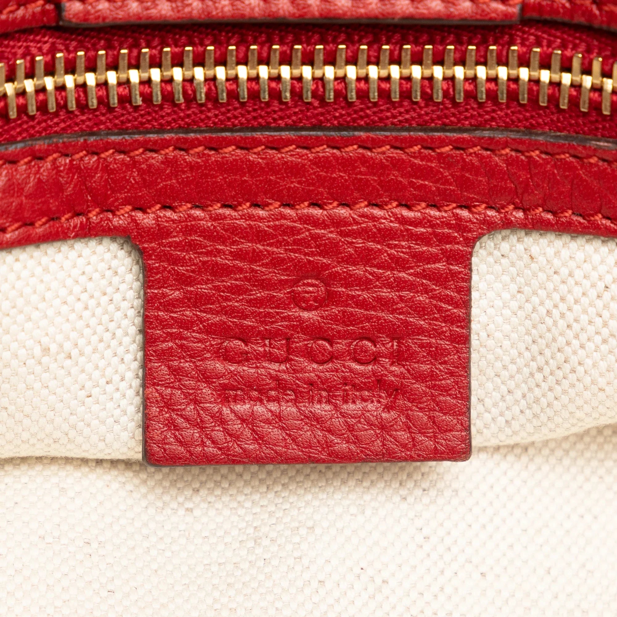 Pre-Owned Authenticated Gucci Medium Bamboo Sizehopper Calf Leather Red Sizeatchel Unisex (Good)